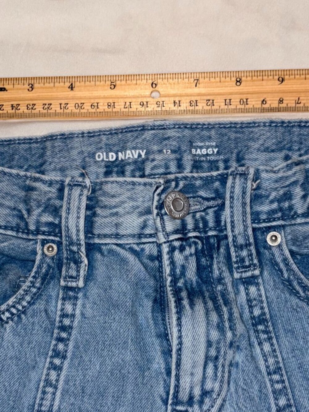 Old Navy Girls Baggy Cargo Jeans Size 12 Light Wash